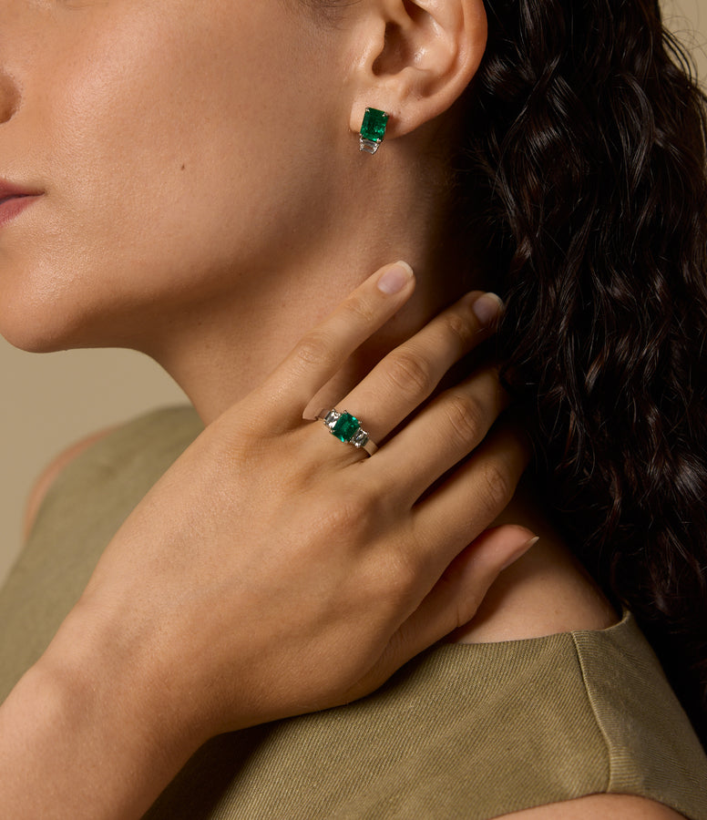 EMERALD AND DIAMOND EARRINGS