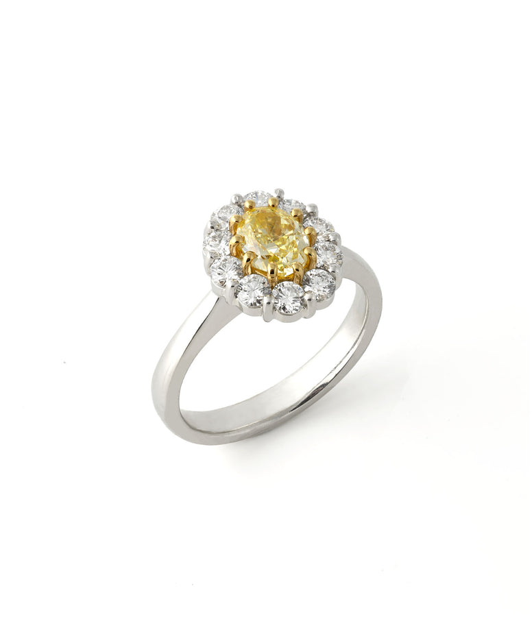 FANCY YELLOW DIAMOND HALO RING