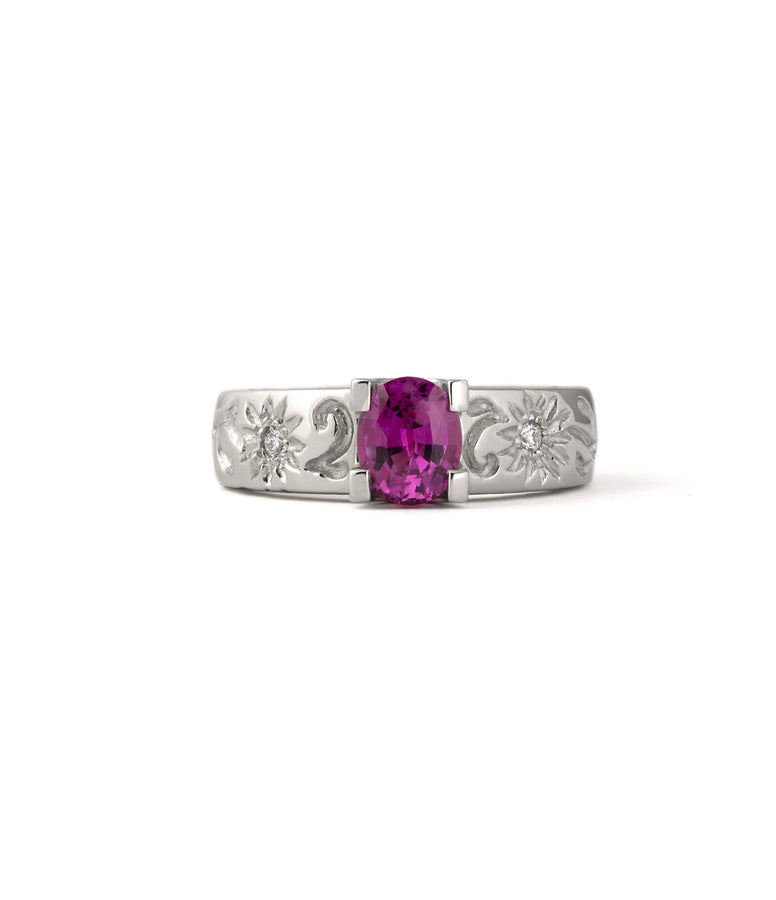 PINK SAPPHIRE WITH ENGRAVINGS RING