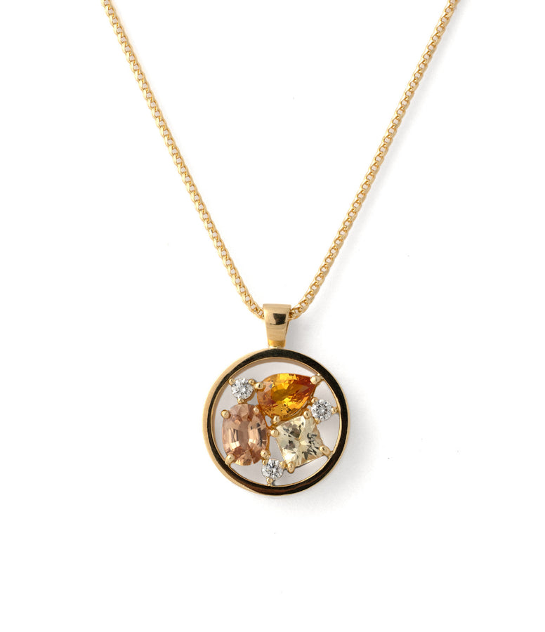 ORANGE SAPPHIRES & DIAMONDS PENDANT
