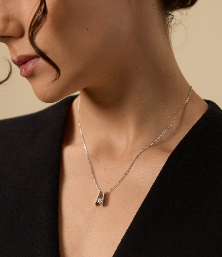 TENSION SET DIAMOND NECKLACE