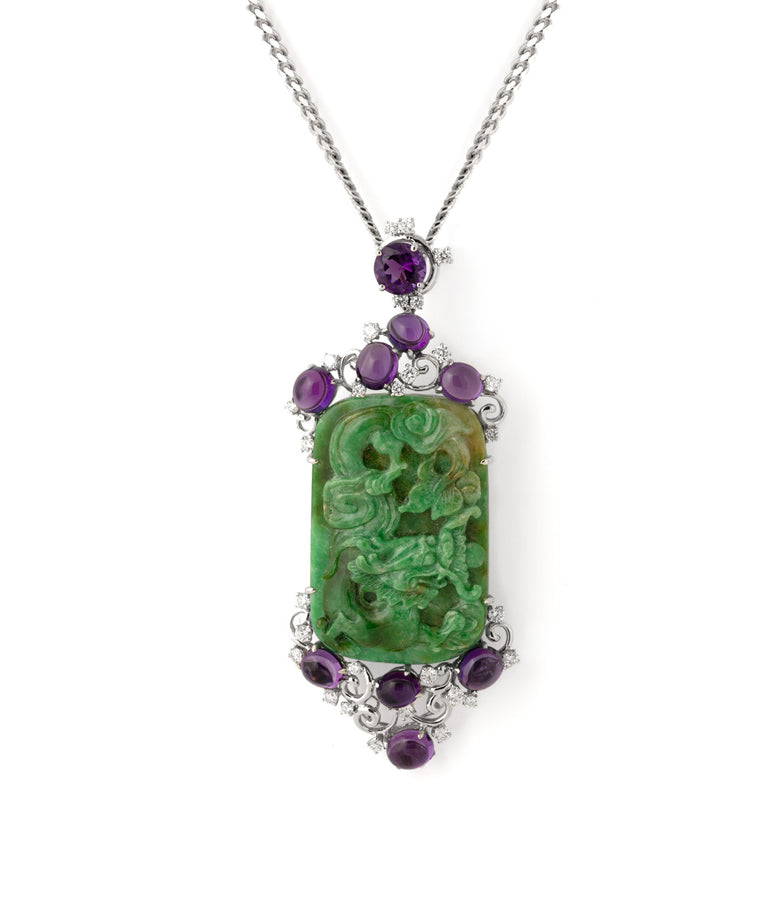 DRAGON JADEITE NECKLACE: UNIQUE PIECE N°86
