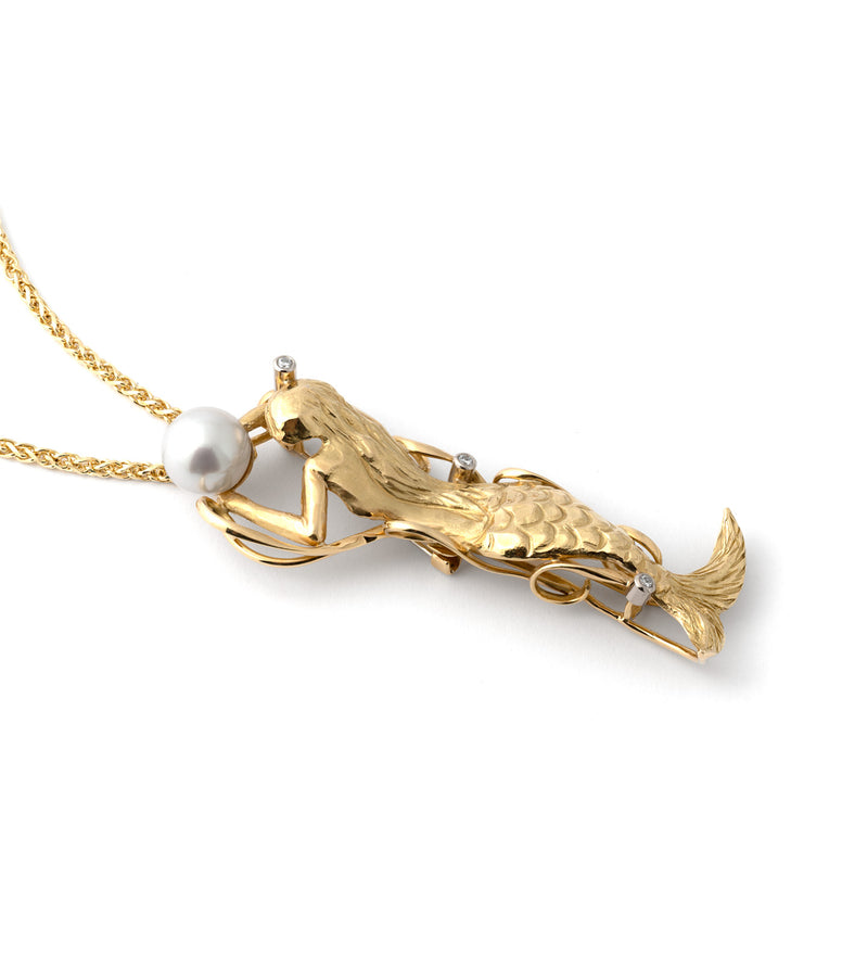 MERMAID PEARL NECKLACE & BROOCH: UNIQUE PIECE N°75