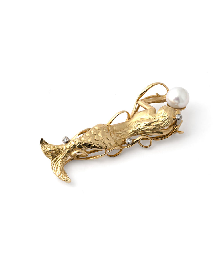 MERMAID PEARL NECKLACE & BROOCH: UNIQUE PIECE N°75