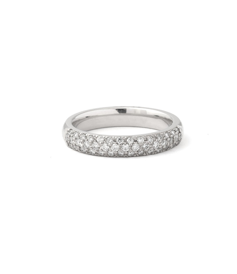 THREE ROW PAVE DIAMOND RING