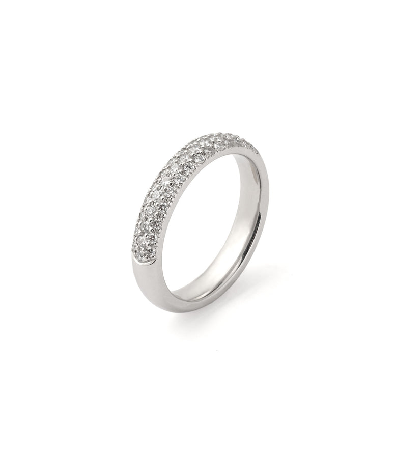 THREE ROW PAVE DIAMOND RING