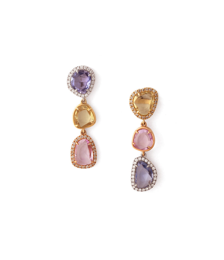 DANGLING SAPPHIRE & DIAMOND EARRINGS