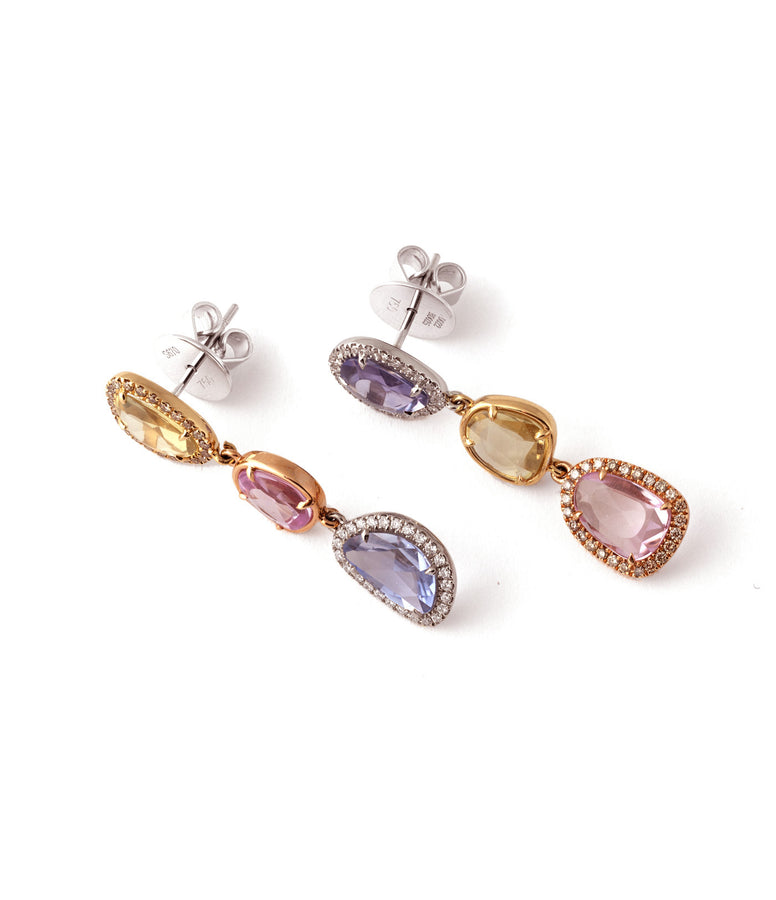 DANGLING SAPPHIRE & DIAMOND EARRINGS