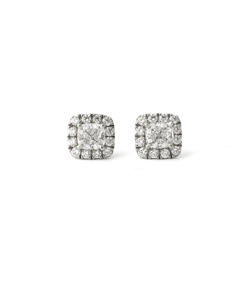 HALO CUSHION-CUT DIAMOND EARRINGS