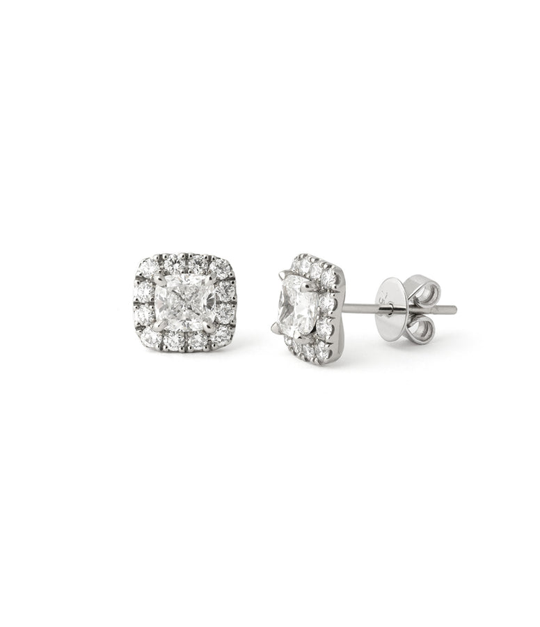 HALO CUSHION-CUT DIAMOND EARRINGS