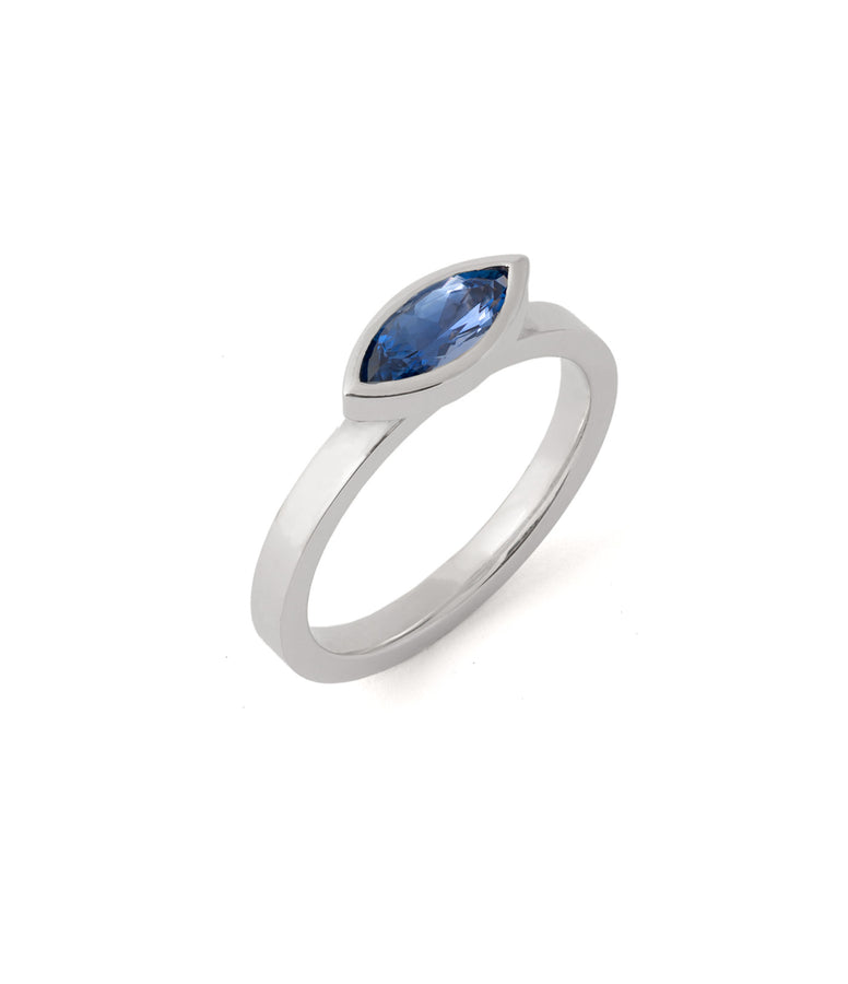 BLUE MARQUISE SAPPHIRE STACKING RING