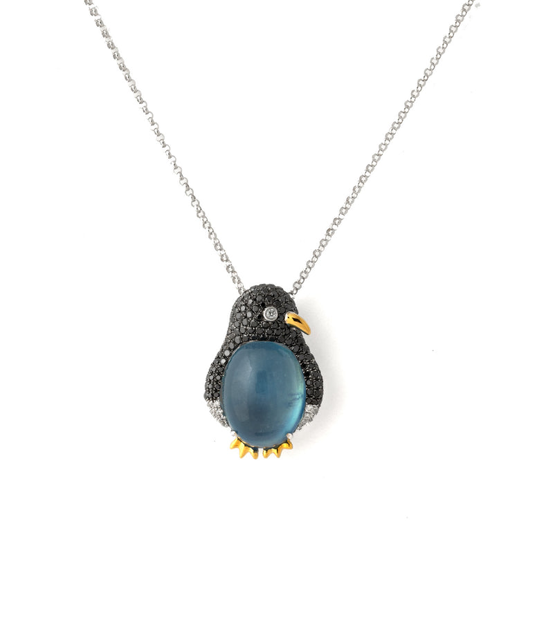 AQUAMARINE & DIAMOND PENGUIN NECKLACE