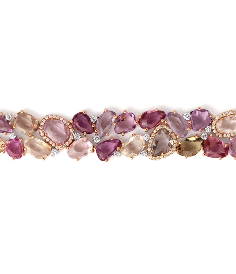 WIDE RAINBOW SAPPHIRE BRACELET