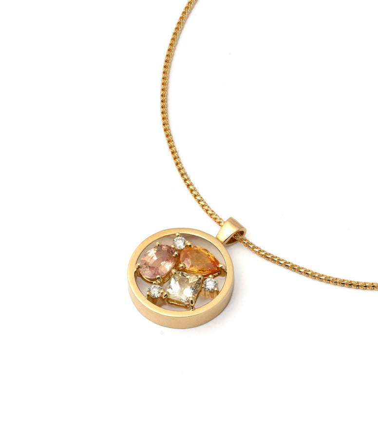 ORANGE SAPPHIRES & DIAMONDS PENDANT