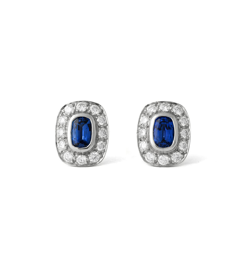 SAPPHIRE DIAMOND HALO EARRINGS