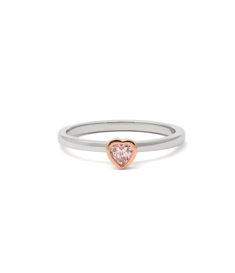 HEART SHAPED FANCY PINK DIAMOND STACKING RING - LIMITED EDITION